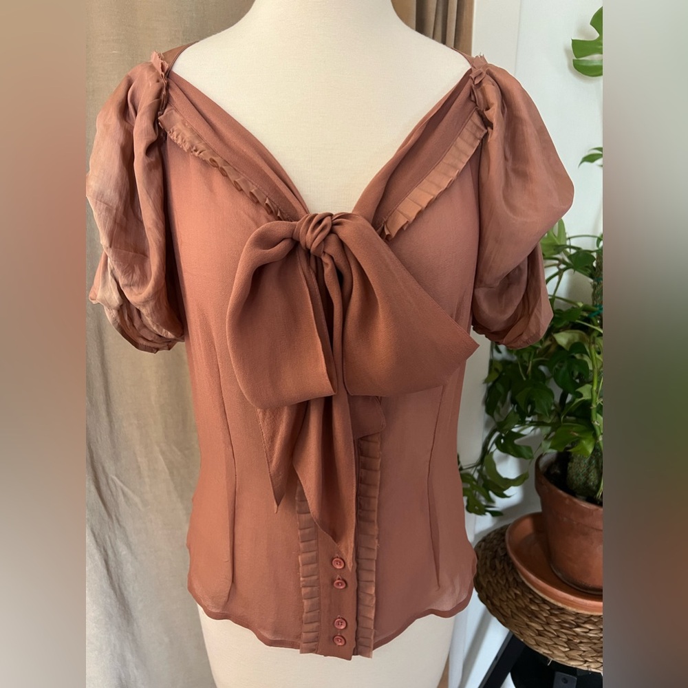 All Saints button down with bow blouse